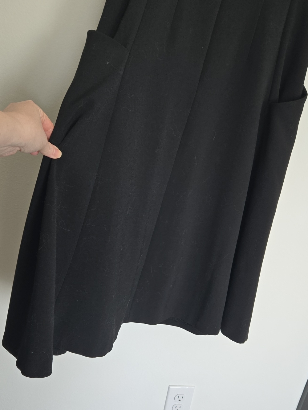 White House Black Market Black Sleeveless Midi Dress with Side Pockets - Picture 8 of 8